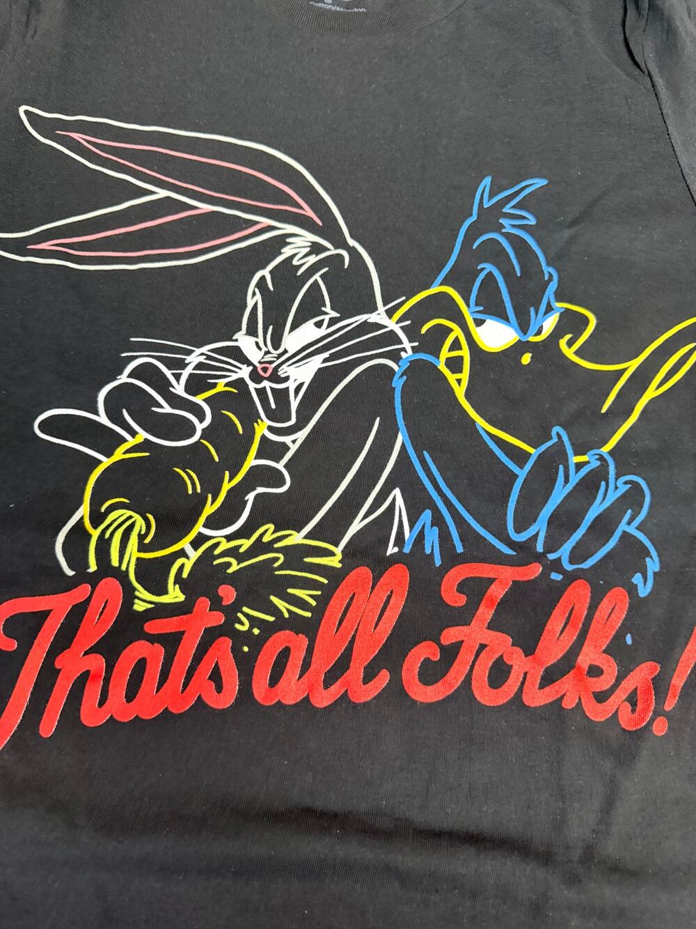 Looney Tunes That’s All Folks Bugs Daffy Graphic Tee Small